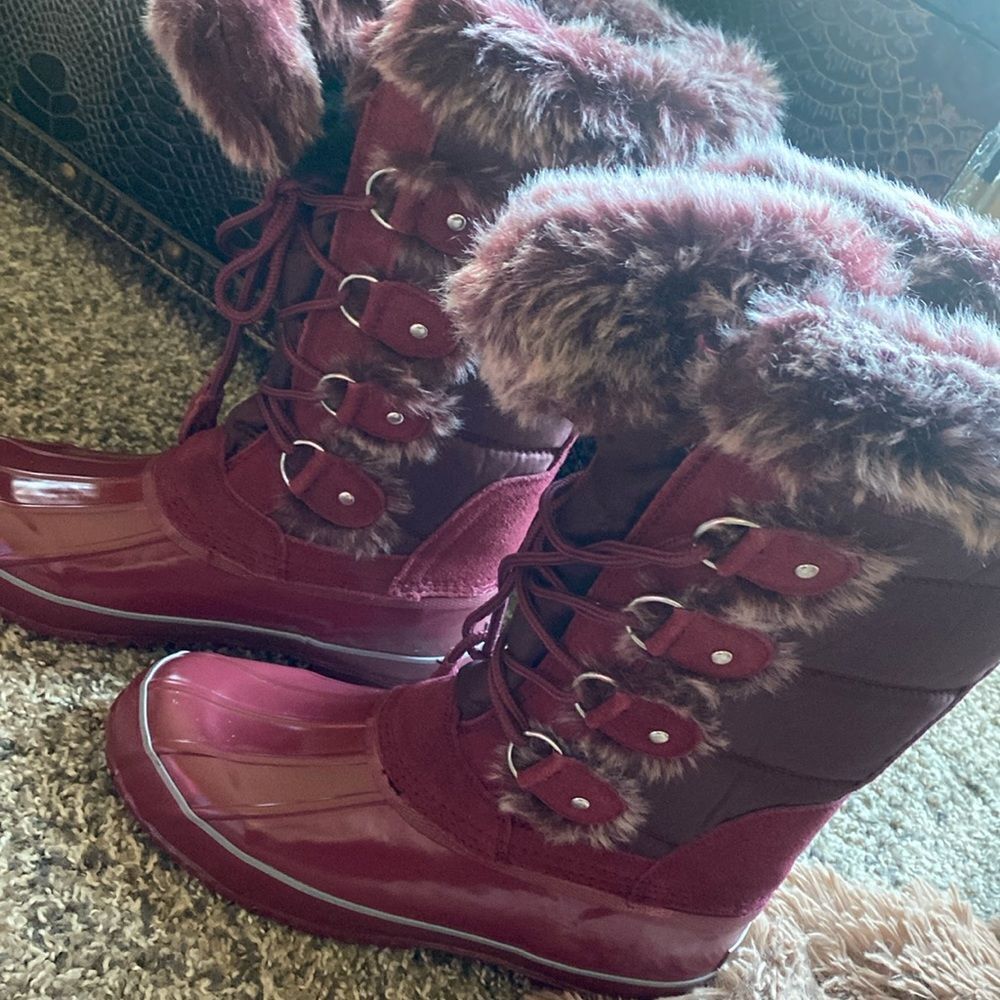 Arctic Plunge Winter Snow Rain Boots maroon red new 7.5